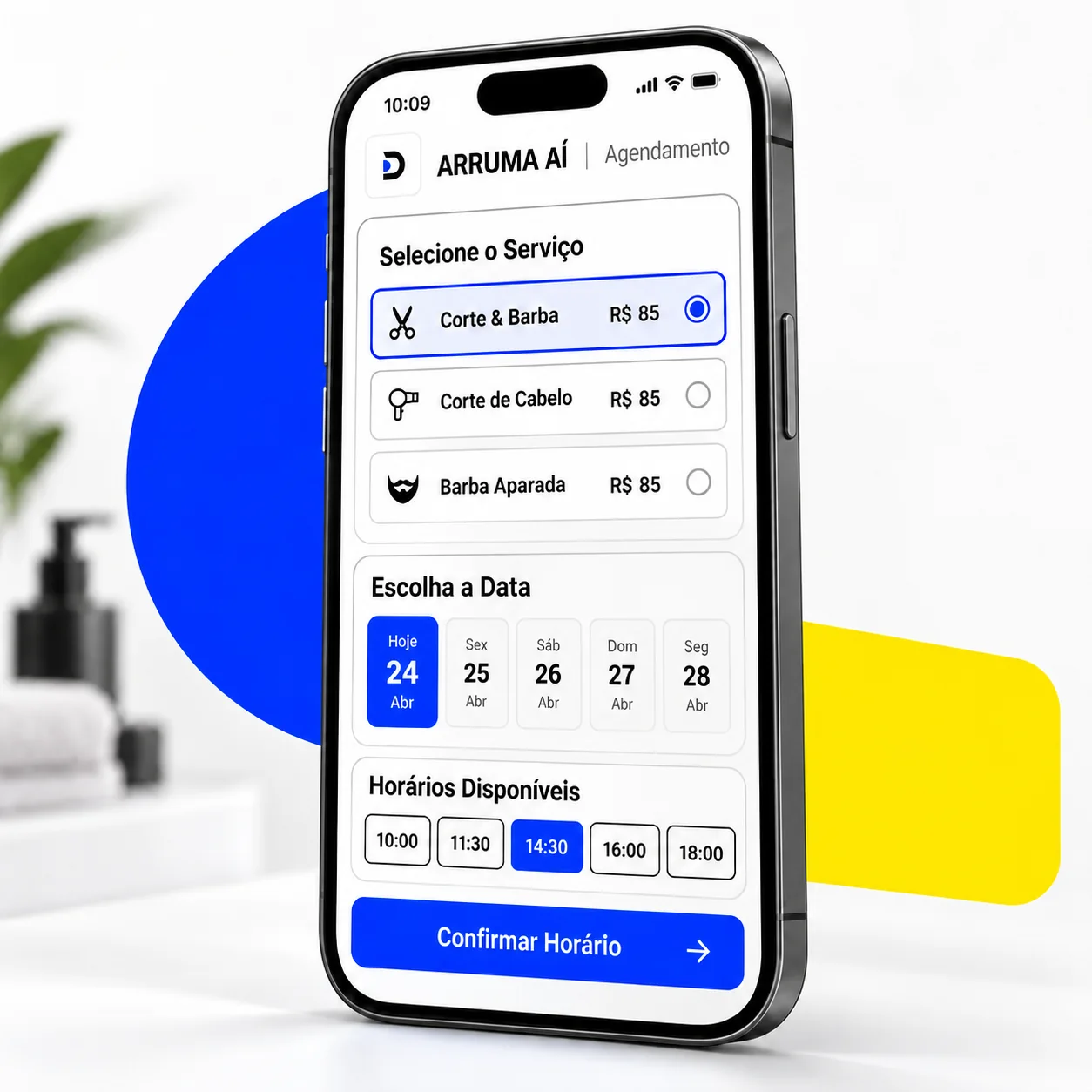 Interface de agendamento do cliente Arruma Aí